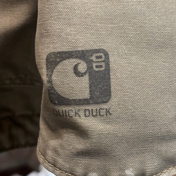 Carhartt Thinsulate Mens XL Heavyweight Duck Cloth Coat Chest Logo in Khaki - Picture 5 of 12